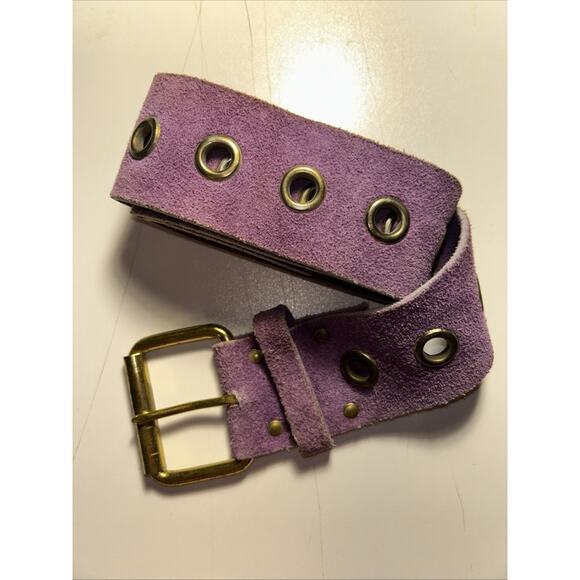 VTG Purple Suede 1 3/4” Wide Fashion Belt 31” with Decorative Gold Grommets - Picture 1 of 6